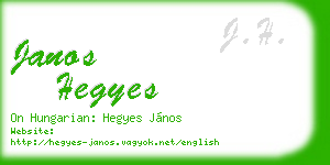 janos hegyes business card