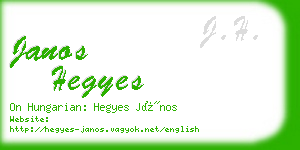 janos hegyes business card